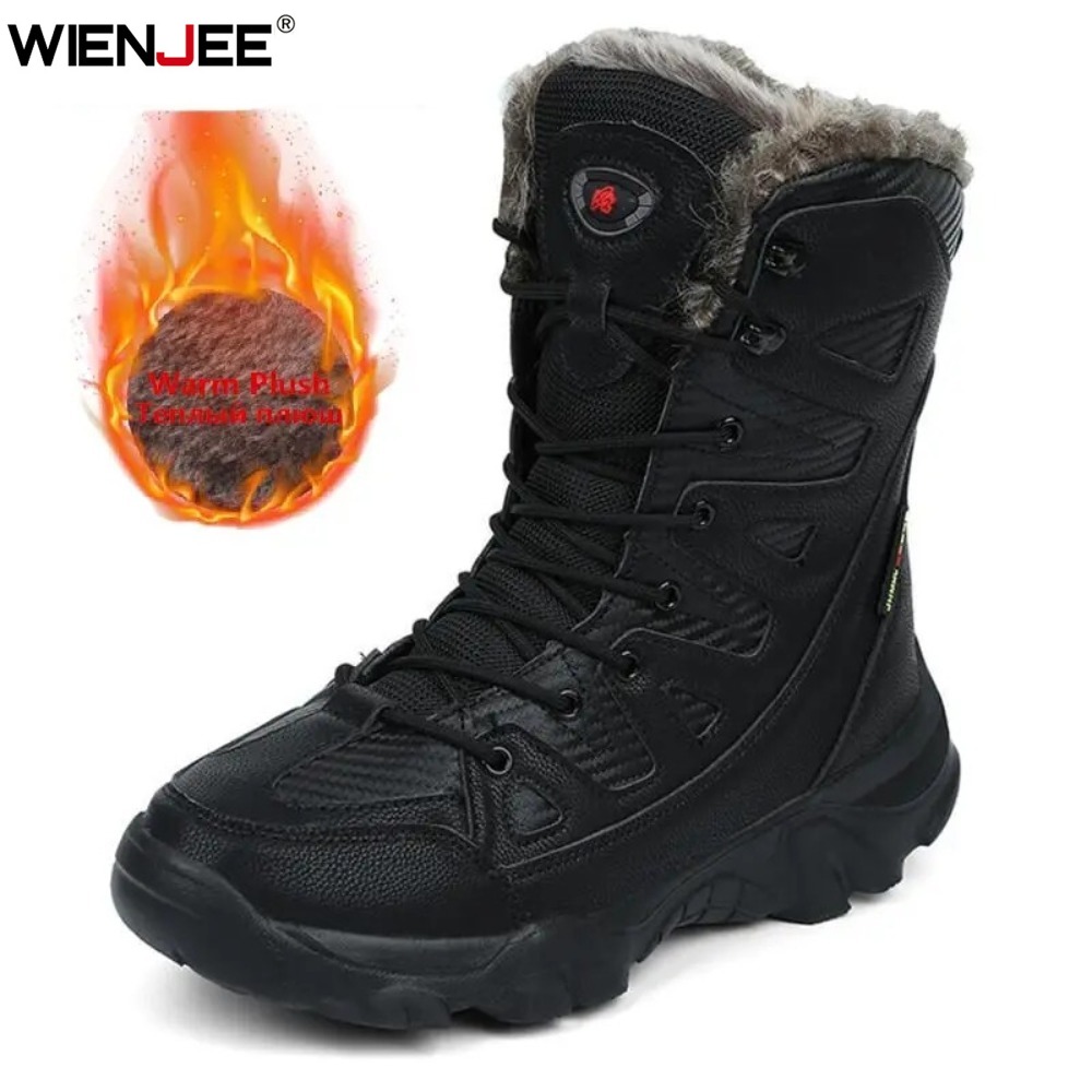 Waterproof Winter Boot - 冬防水メンズブーツ豪華な超暖かいスノーブーツ男性スニーカーアンクルブーツ屋外メンズデザートブーツボタスやつ