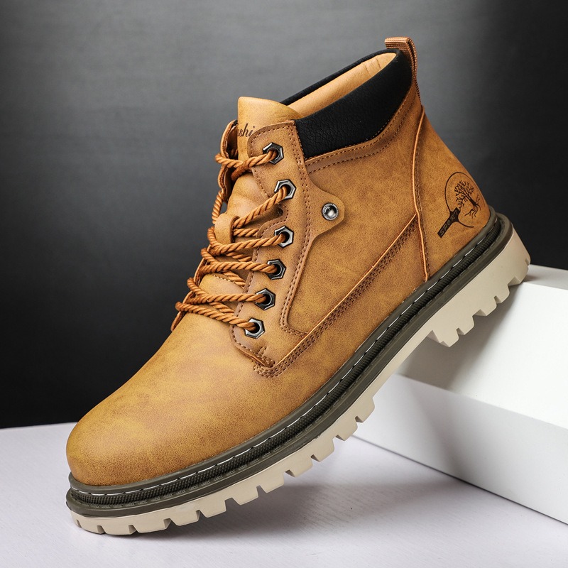 Waterproof Winter Boot - メンズブーツハイトップカジュアルシューズ秋冬レトロ防水アンクルブーツ屋外作業スニーカー暖かいプラットフォーム男性スノーブーツ