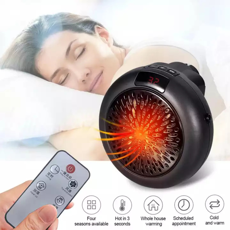 Hand Warmer Electric - 電気スペースヒーター,ミニプラグイン,調整可能なサーモスタット,LEDディスプレイ,900w,dorm,オフィス