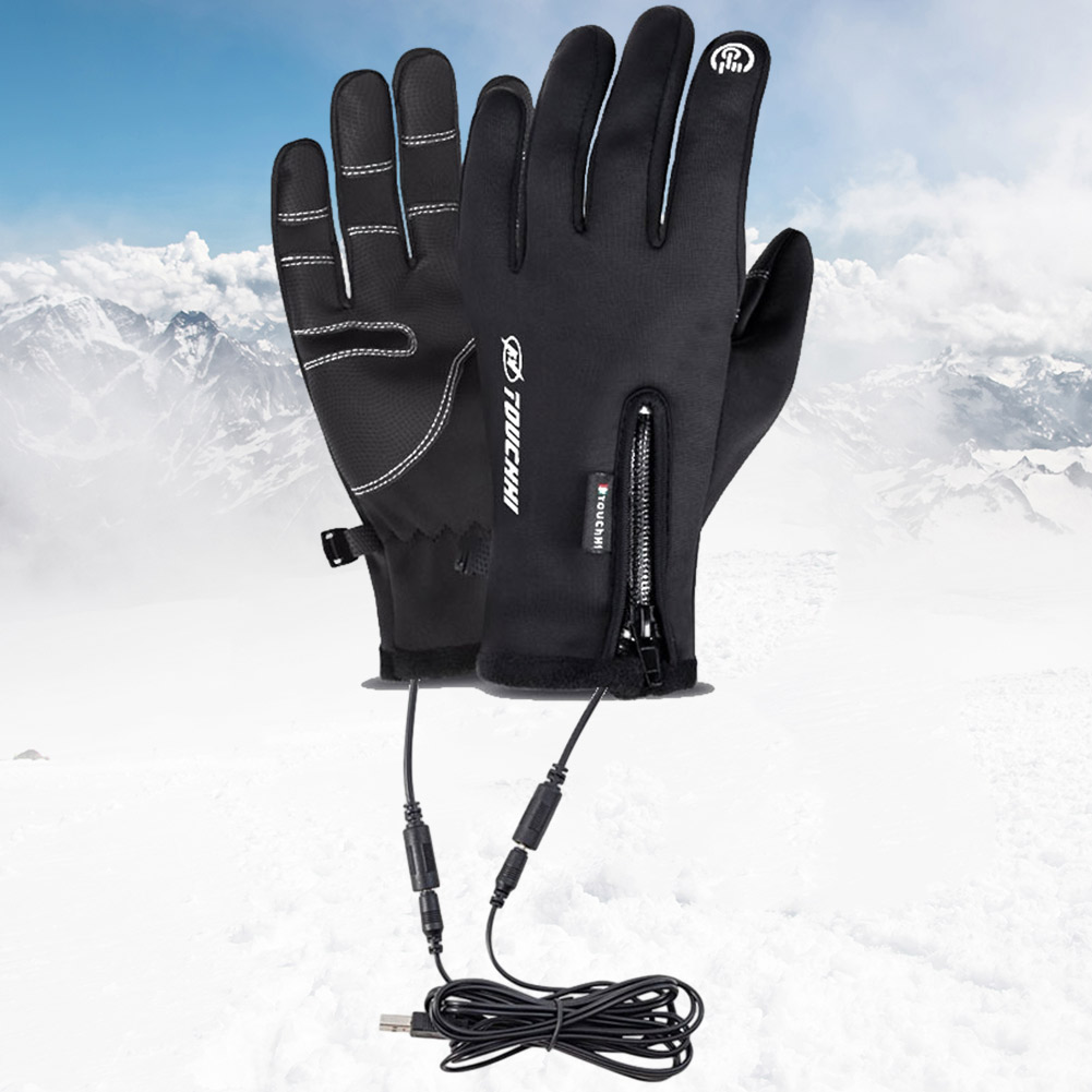 Hand Warmer Electric - USBタッチスクリーン付き電気温水手袋,加熱ハンドウォーマー,男性と女性のためのサーマル加熱手袋,暖かい冬