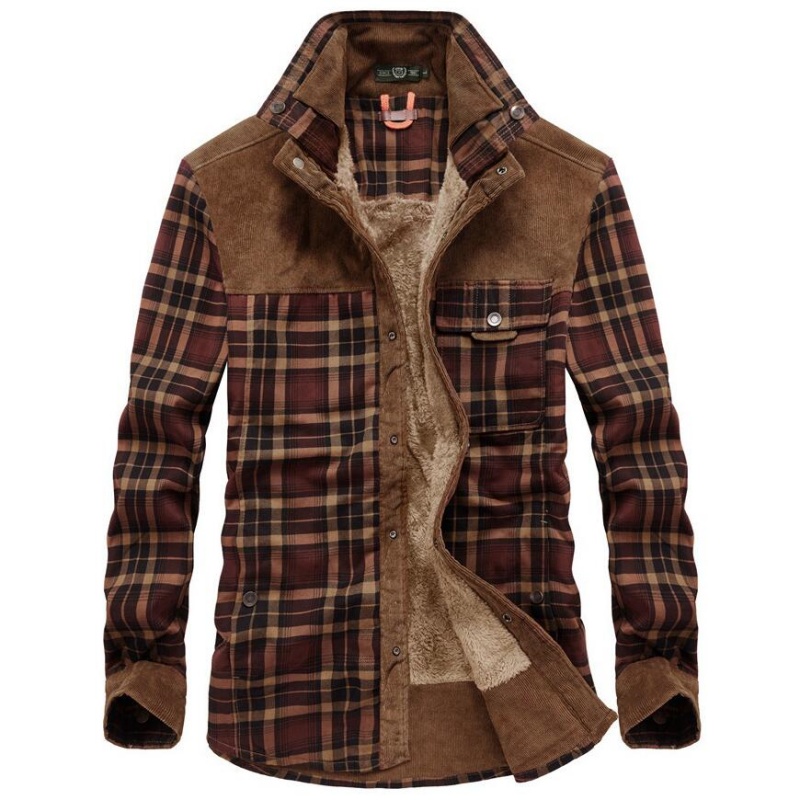 メンズジャケット 冬用 防風 暖かい カジュアルシャツ チェ - Flannel Shirt Lined のレビューと価格
