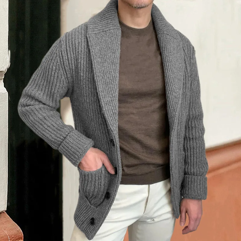 メンズセーターカーディガンラペル長袖レトロボタン開閉ニットコ - Down Jacket Packable のレビューと価格