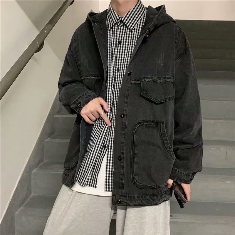 男性固体服春秋の新韓国ファッション多用途大ポケットフード付き - Down Jacket Packable のレビューと価格