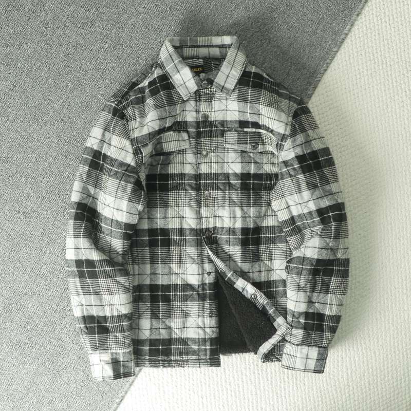 秋冬メンズチェック柄フランネルフリースシャツジャケット、胸ポ - Flannel Shirt Lined のレビューと価格