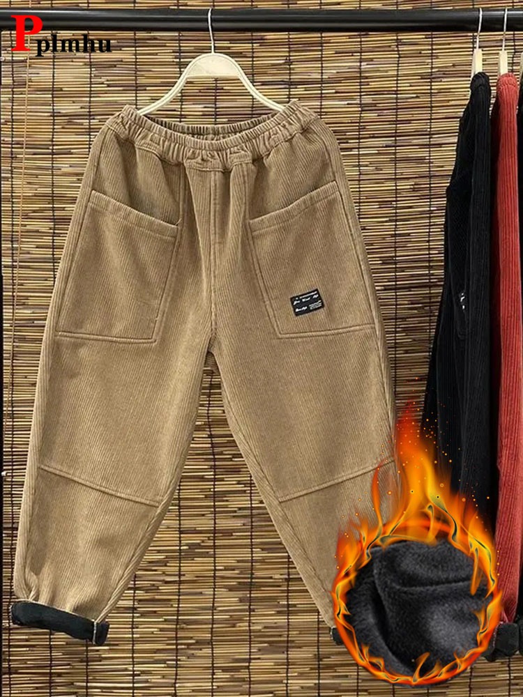 女性用ハイウエストコーデュロイパンツ,足首までの長さ,カジュ - Corduroy Pant Warm のレビューと価格
