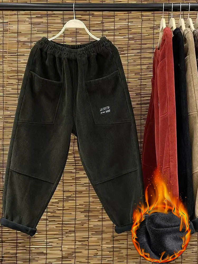 女性用ハイウエストコーデュロイパンツ,足首までの長さ,カジュ - Corduroy Pant Warm のレビューと価格