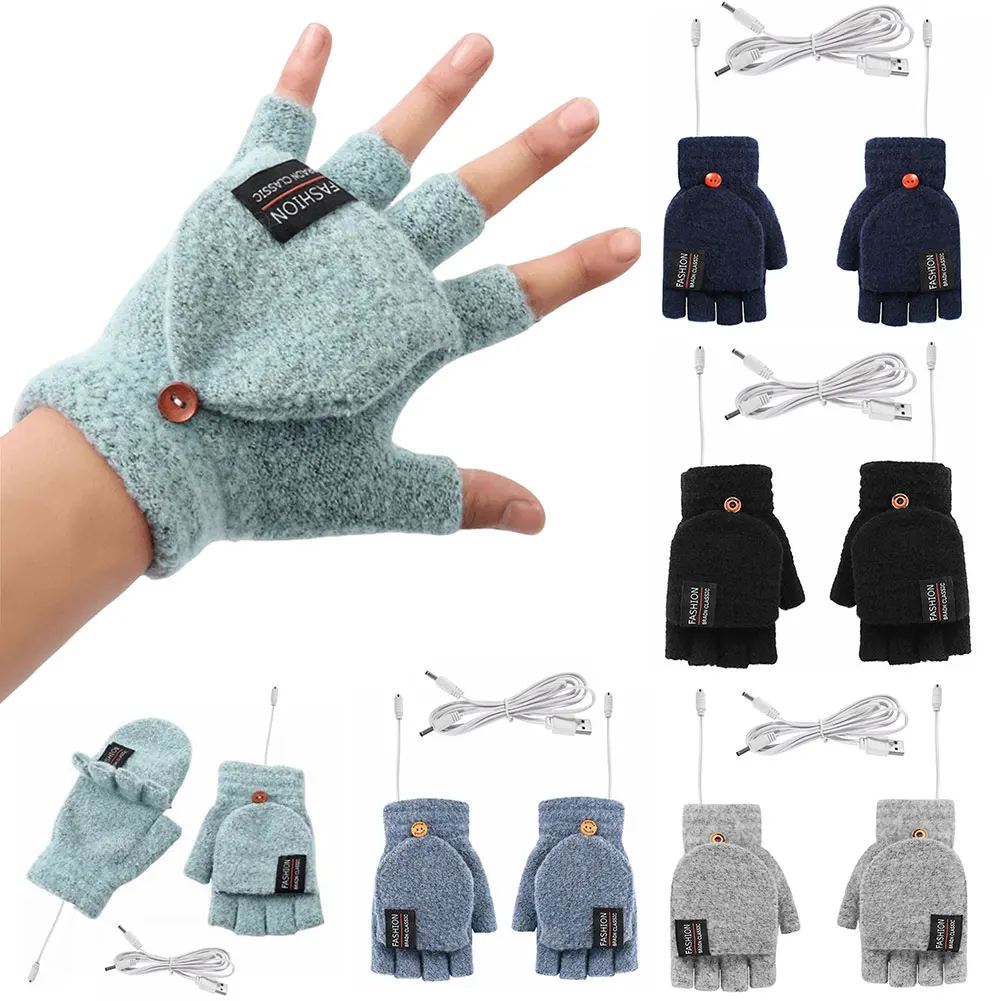 USB 電熱手袋冬屋外サーマルタッチスクリーンフルハーフフィ - Hand Warmer Electric のレビューと価格