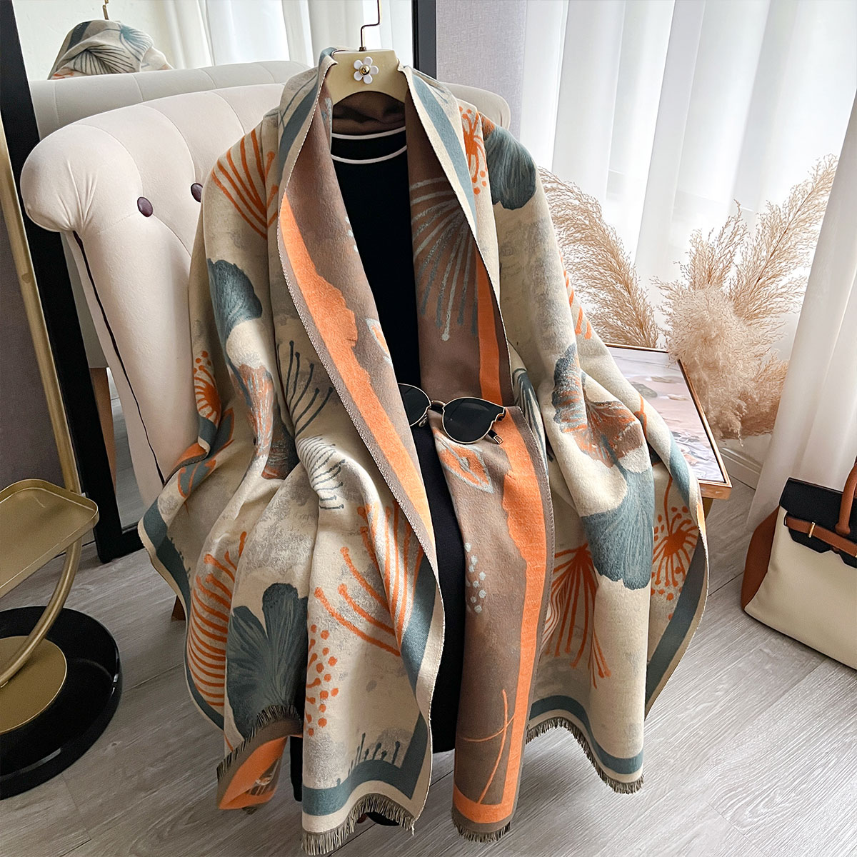 2025 新しい冬暖かいカシミヤショールファッションリーフス - Cashmere Pashmina Wrap のレビューと価格