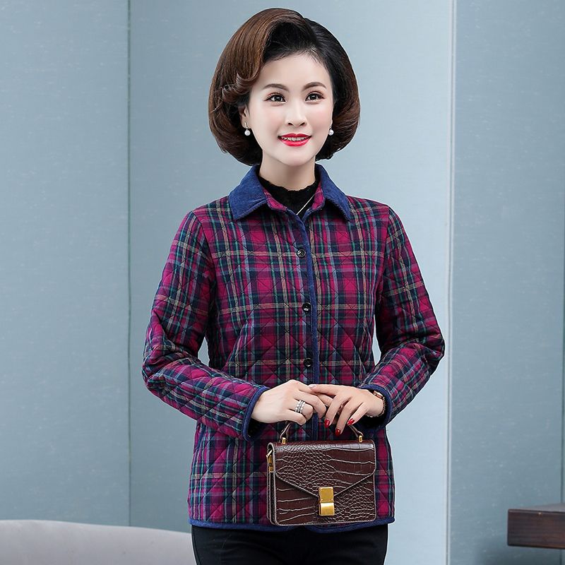 秋冬用チェック柄コットンシャツ、厚手の長袖ルーズフィット女性 - Flannel Shirt Lined のレビューと価格