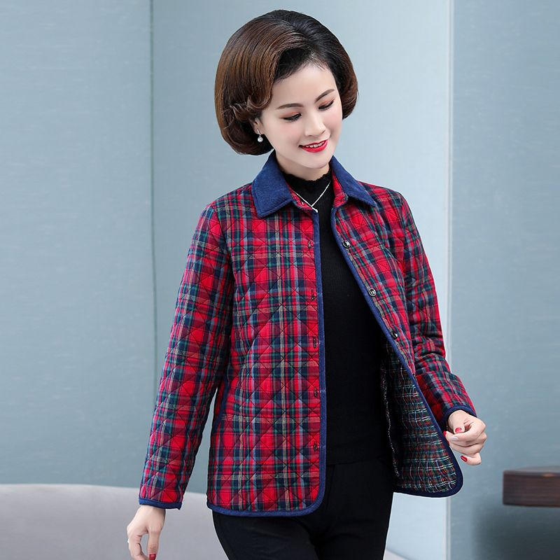 秋冬用チェック柄コットンシャツ、厚手の長袖ルーズフィット女性 - Flannel Shirt Lined のレビューと価格