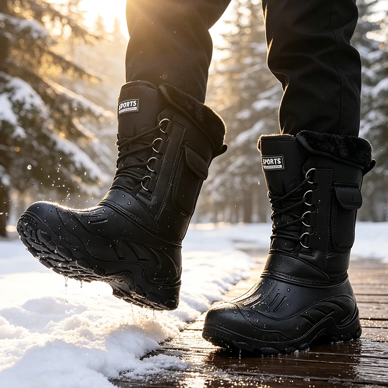 男性冬のスノーブーツ屋外釣り靴雪トレッキングシューズ男性屋外 - Waterproof Winter Boot のレビューと価格