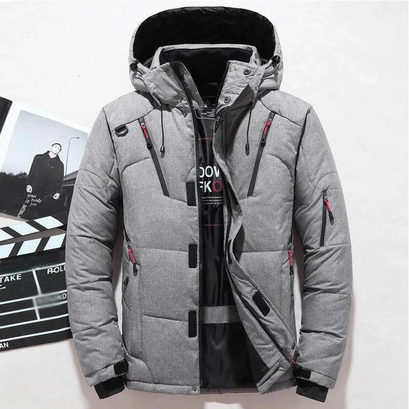 ダウンジャケット男性冬男性ホワイトダックダウンジャケットフー - Down Jacket Packable のレビューと価格