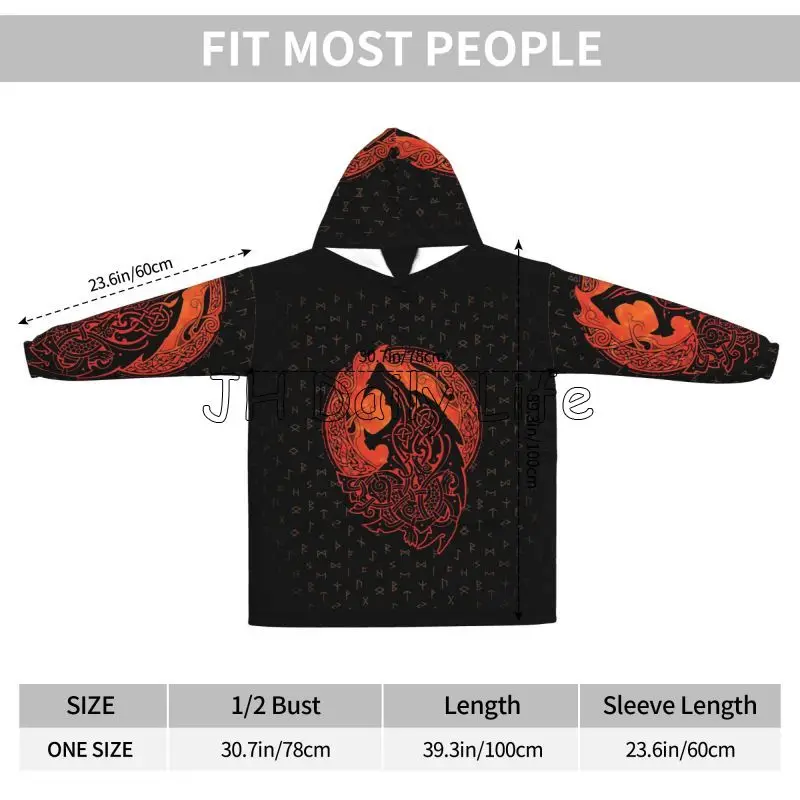 バイキングウルフノットフェンリルウェアラブルパーカーブランケ - Sherpa Hoodie Fleece のレビューと価格