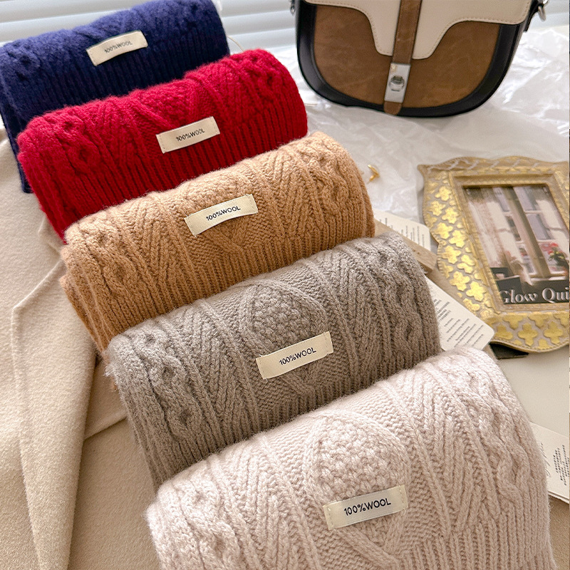 高級 100% ウールスカーフ女性メンズ厚いケーブルニットラ - Wool Scarf Men のレビューと価格