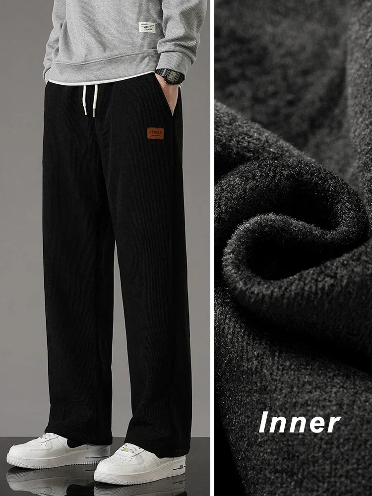 冬厚く暖かいコーデュロイスウェットパンツ男性フリースライナー - Corduroy Pant Warm のレビューと価格