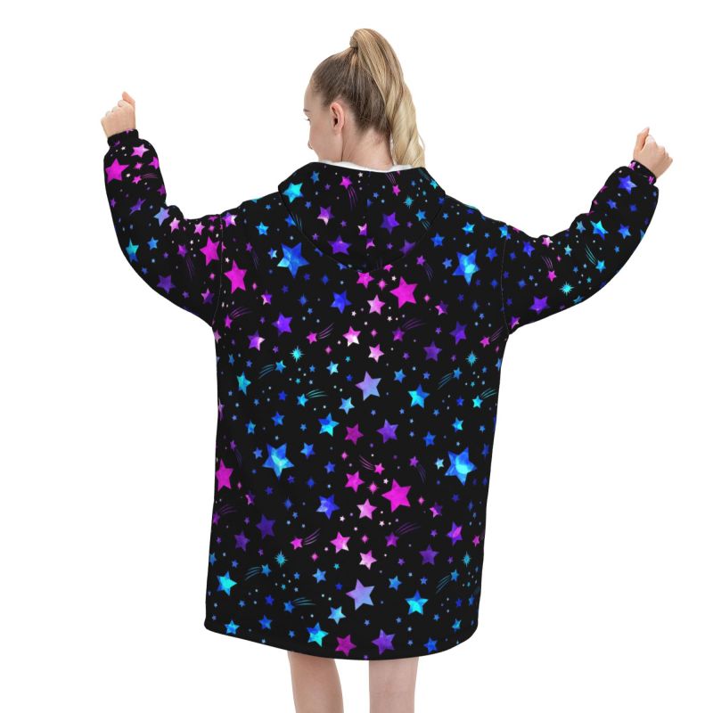宇宙銀河星座干支星柄ウェアラブルフーディブランケット レディ - Sherpa Hoodie Fleece のレビューと価格