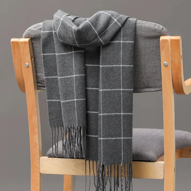 2024 新しい冬の男性スカーフ保温カシミヤスカーフカジュア - Wool Scarf Men のレビューと価格